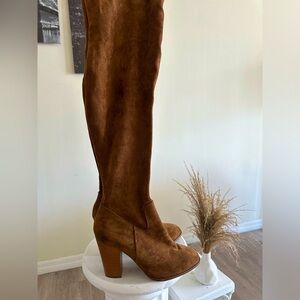 Over the knee suede brown boots